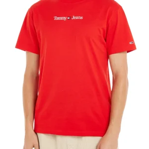 Tommy Jeans T-Shirt TJM Classic Linear Cotone Rosso
