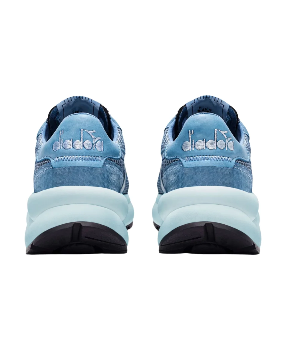 Diadora Heritage Sneaker Low Mercury Elite Dip-Dye in Pelle Azzurro Tie-Dye - immagine 4