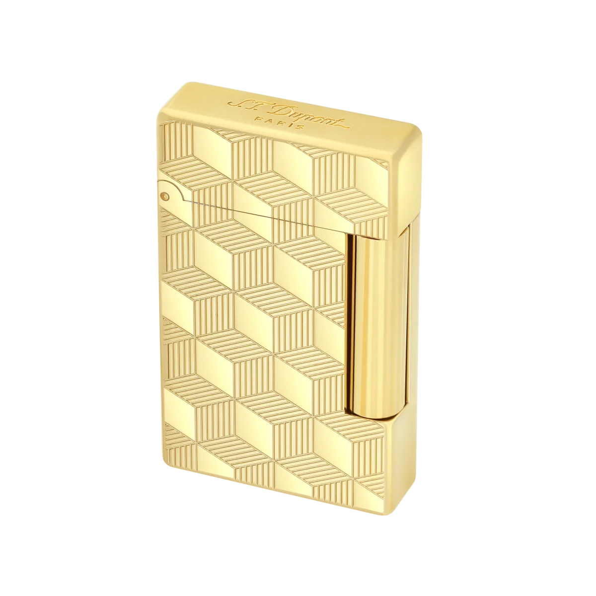 S.t.dupont Le Grand Linea 2 Cube Oro Gold guilloché Made in France - immagine 6