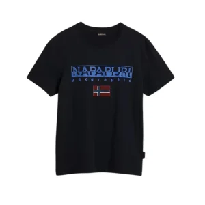 Napapijri T-shirt Ayas Manica Corta Bordi a Coste Girocollo Blu