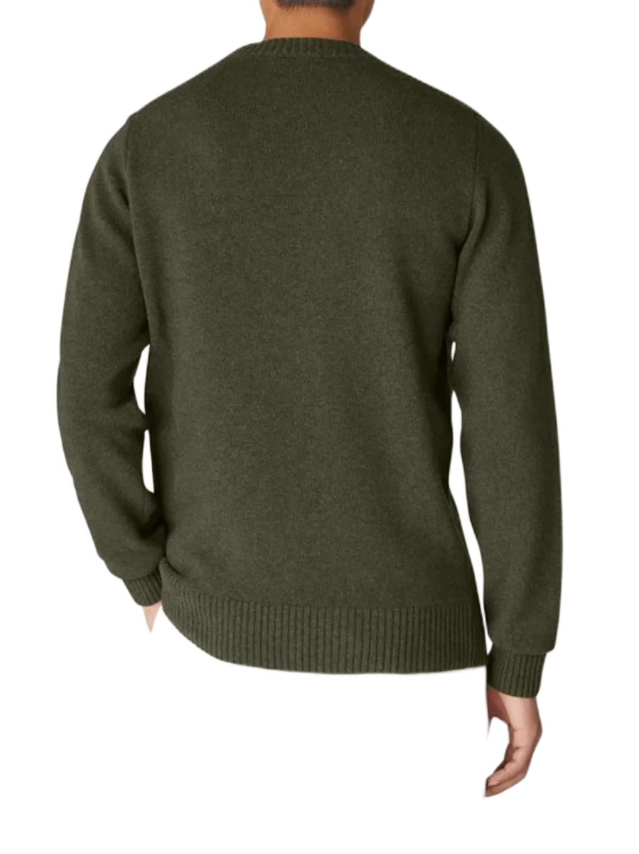 K-way Maglione Lana Pesante Trama Rasata Verde Uomo - immagine 3