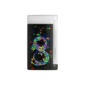 S.t.dupont accendino gas uomo donna Slim 7 Dragon nero argento 027777