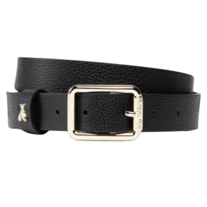 Patrizia Pepe Cintura Bassafibbia Rettangolare Dorata Pelle Nero