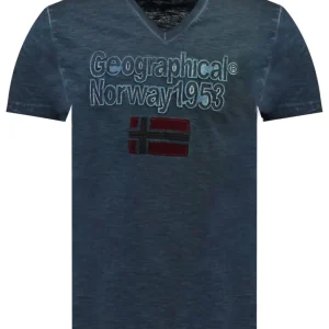 Geographical Norway Manica Corta Scollo V Blu Uomo
