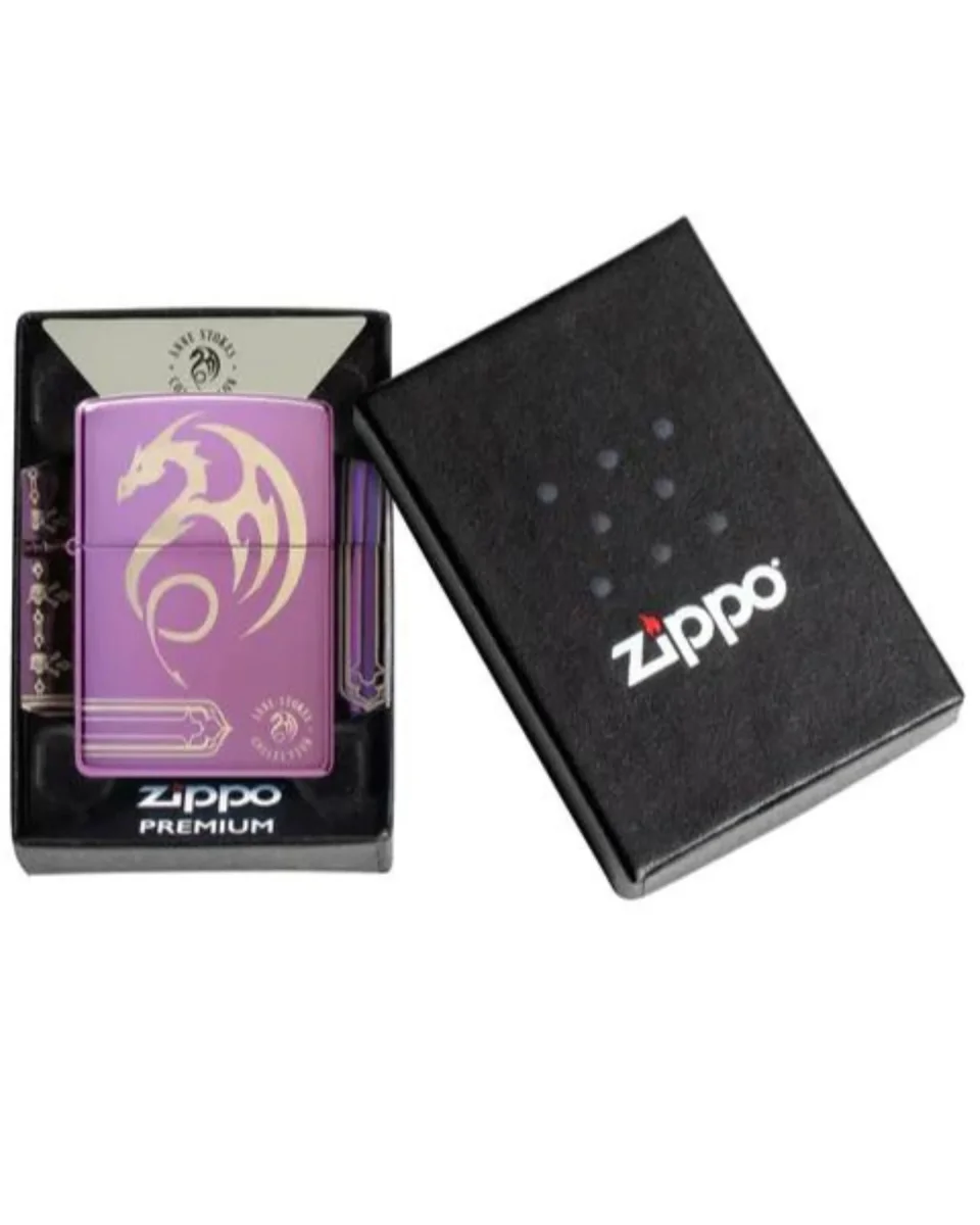 Zippo Antivento Ricaricabile Made In Usa Drago Dragone Viola Unisex - immagine 7