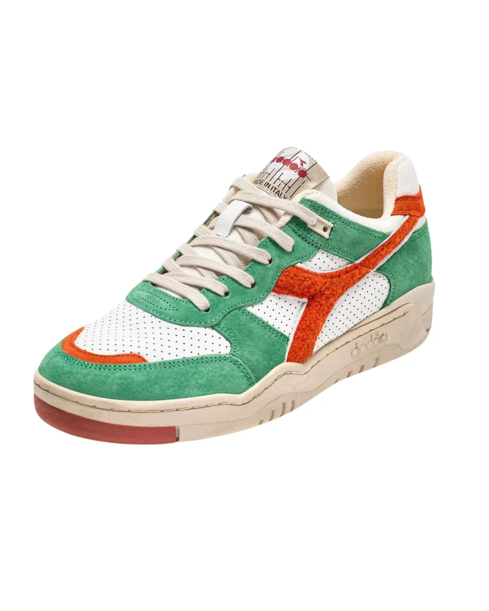 Diadora Heritage Sneakers B.560 Used RR Italia Pelle Bianco Verde - immagine 3