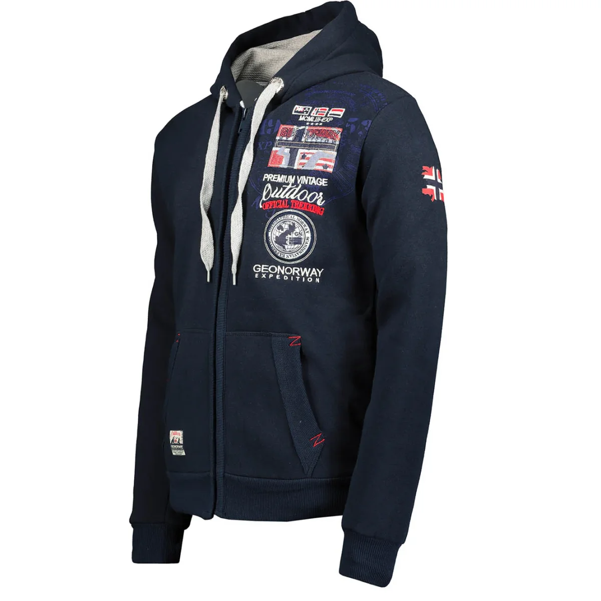 Geographical Norway Cappuccio Manica Lunga Blu Uomo - immagine 3