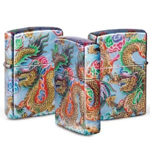 Zippo accendino Antivento Ricaricabile Made In Usa drago multicolor