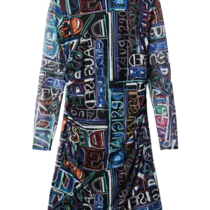 Desigual Woman Dress "lettering" Long Sleeve Nero Donna