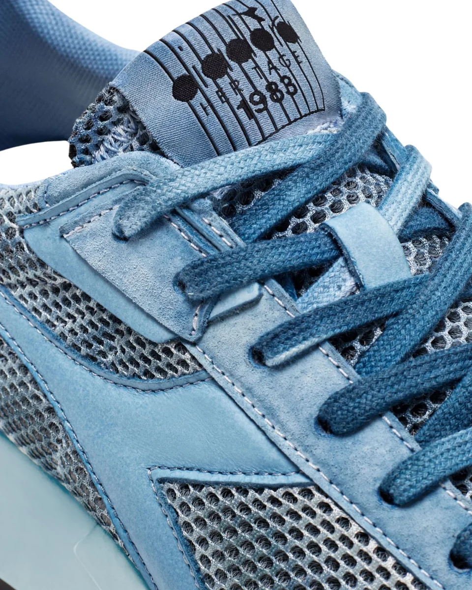 Diadora Heritage Sneaker Low Mercury Elite Dip-Dye in Pelle Azzurro Tie-Dye - immagine 6