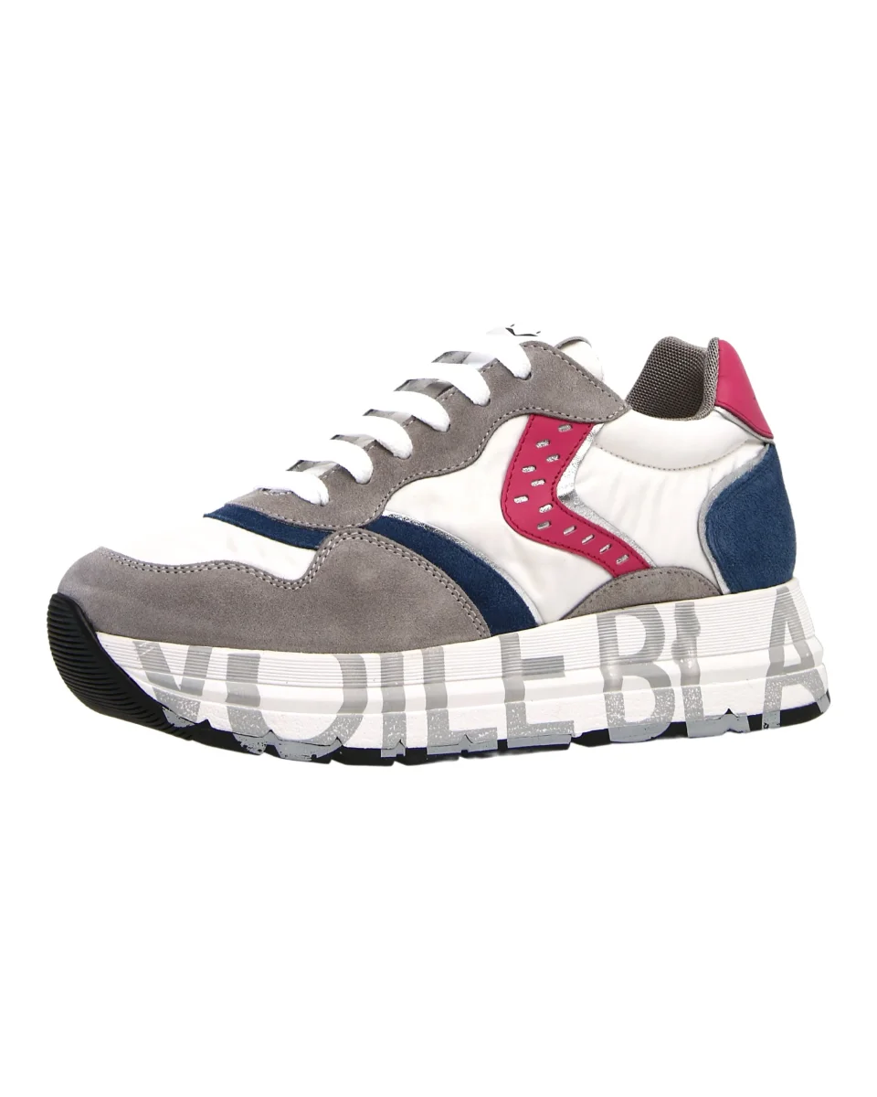 Voile Blanche Sneaker In Pelle E Tessuto, Stringhe Trek, Suola In Gomma Ultraleggera Grigio Donna - immagine 4