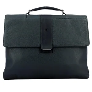 Piquadro Sottile Cartella A Mano Unisex Realizzata In Pelle Blu Uomo