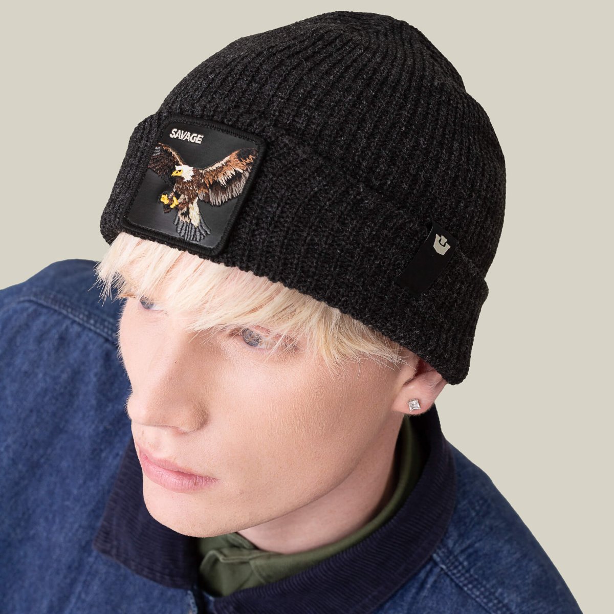 Goorin Bros. Cuffia Beanie 'Savage Eagle' in Misto Acrilico Nero Unisex - immagine 4