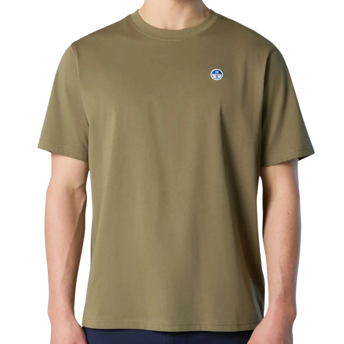 North Sails T-shirt maglia maglietta logo bollo Cotone Verde Militare 692970 0421 - immagine 3