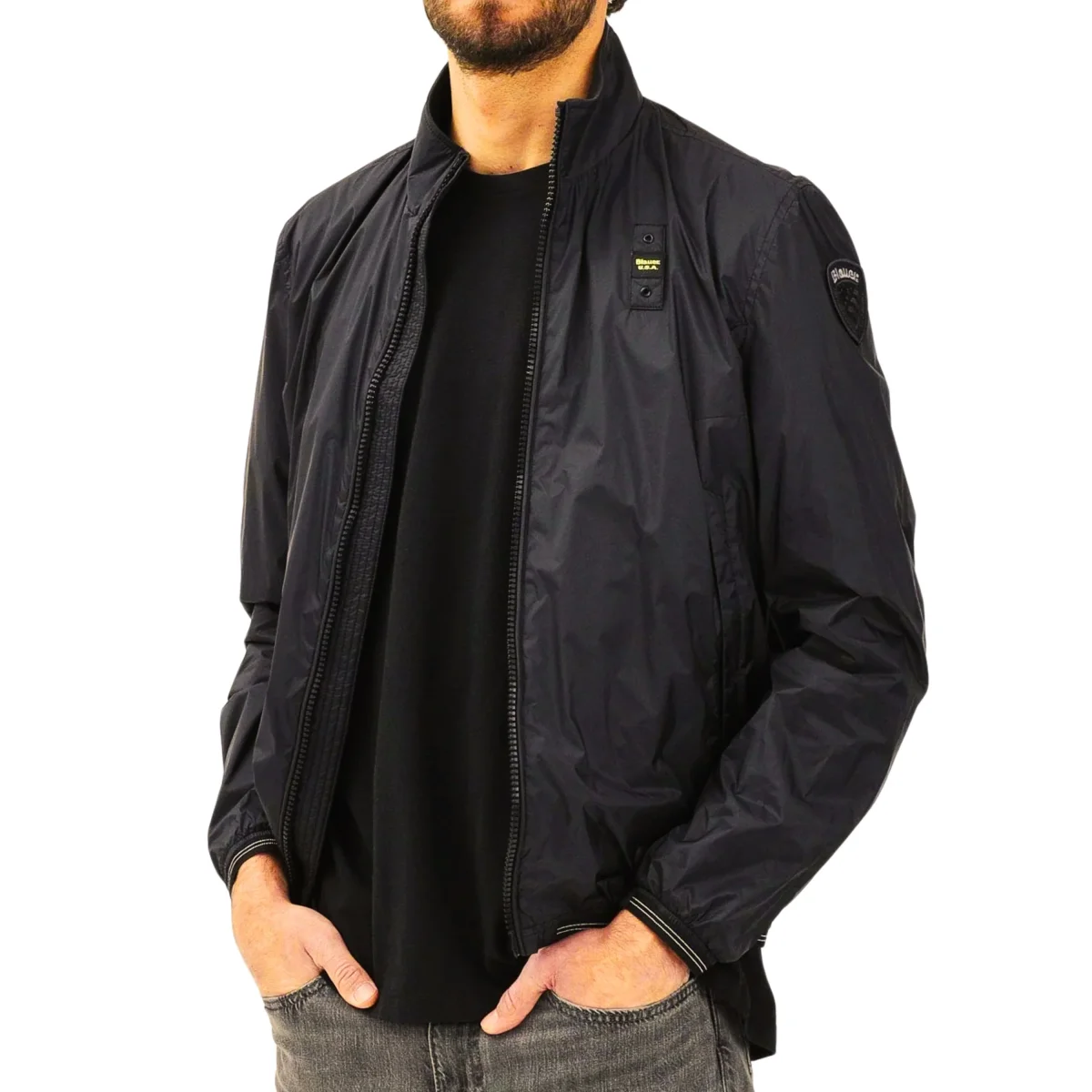 Blauer Giubbino Corto Kerwin Interno Piuma Nero Uomo - immagine 6