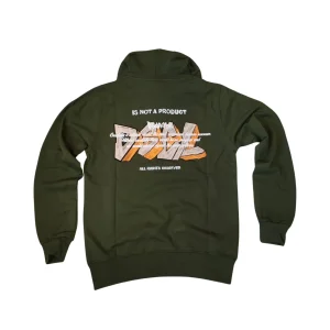 Disclaimer Felpa con Cappuccio Cotone Verde Militare Logo Graffiti Uomo 55145
