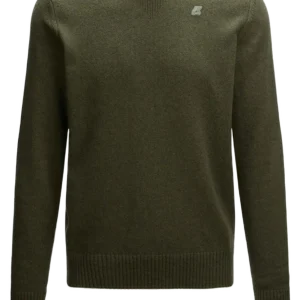 K-way Maglione Lana Pesante Trama Rasata Verde Uomo