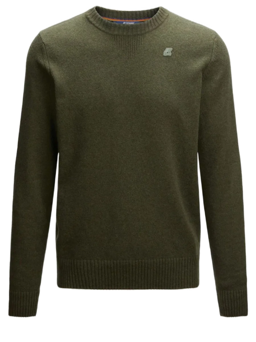 K-way Maglione Lana Pesante Trama Rasata Verde Uomo