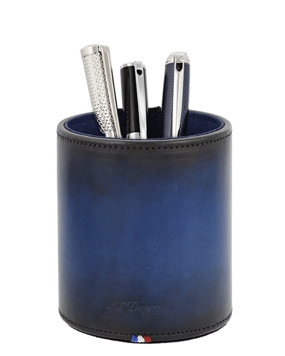 S.t.dupont Accessorio Porta Penne Da Scrivania In Pelle Blu Unisex - immagine 4