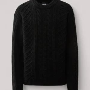 MAGLIA UOMO GIROCOLLO LAMBSWOOL LOGO BLACK