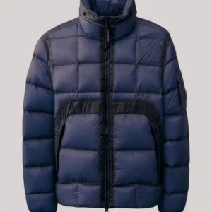 GIACCONE UOMO D.D. SHELL HOODED SHORT DOWN JACKET ESTATE BLUE