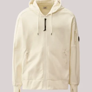 FELPA UOMO FULL ZIP CON CAPPUCCIO GAUZE WHITE