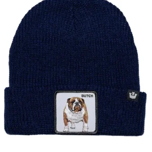 Goorin Bros. Cappello Beanie Hat Cuffia Con Patch Frontale E Logo Su Lato Blu Unisex