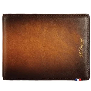 S.t.dupont pelle uomo 6 slot carte credito 190200 marrone antico