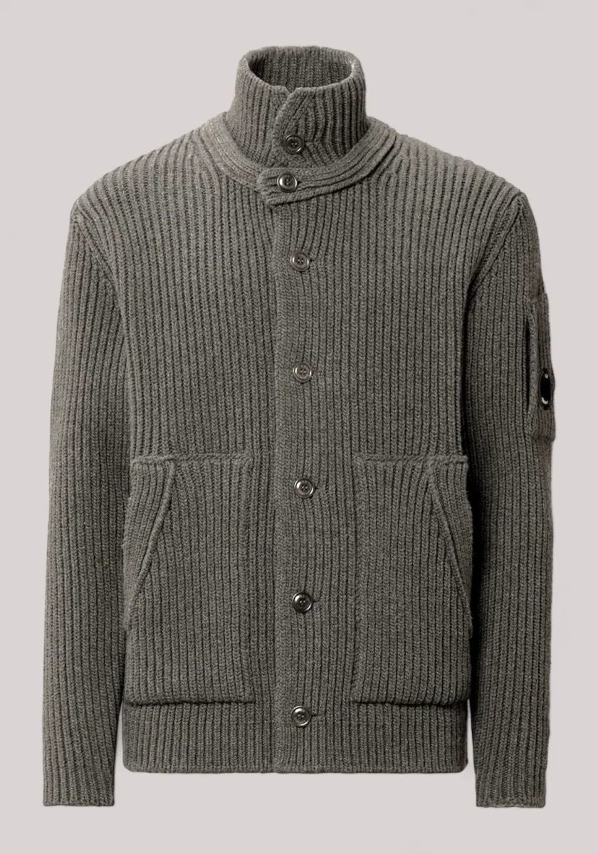MAGLIA UOMO CARDIGAN LAMBSWOOL GUNMETAL