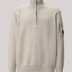 MAGLIA UOMO CON ZIP OFF WHITE MELANGE -  19CMKN709A110149A M13