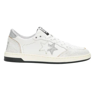 2Star Scarpe Sneakers Made in Italy artigianali Week Star Pelle Bianco Argento