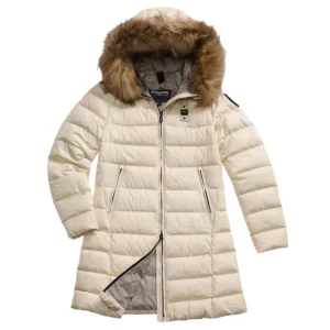 Blauer Piumino Lungo Imbottito Kristin Grigio Interno Grigio Donna con Cappuccio Fisso