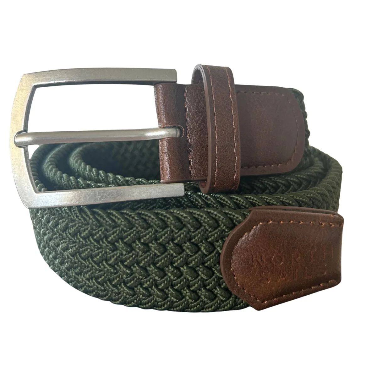 North Sails cintura belt stretch tessuto intrecciato logo taglia unica 623318 verde deep green in BOX regalo