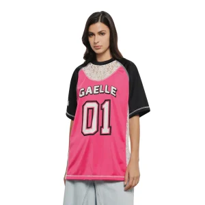 Gaelle T-Shirt oversize con pizzo triacetato trilux pesante fucsia street college