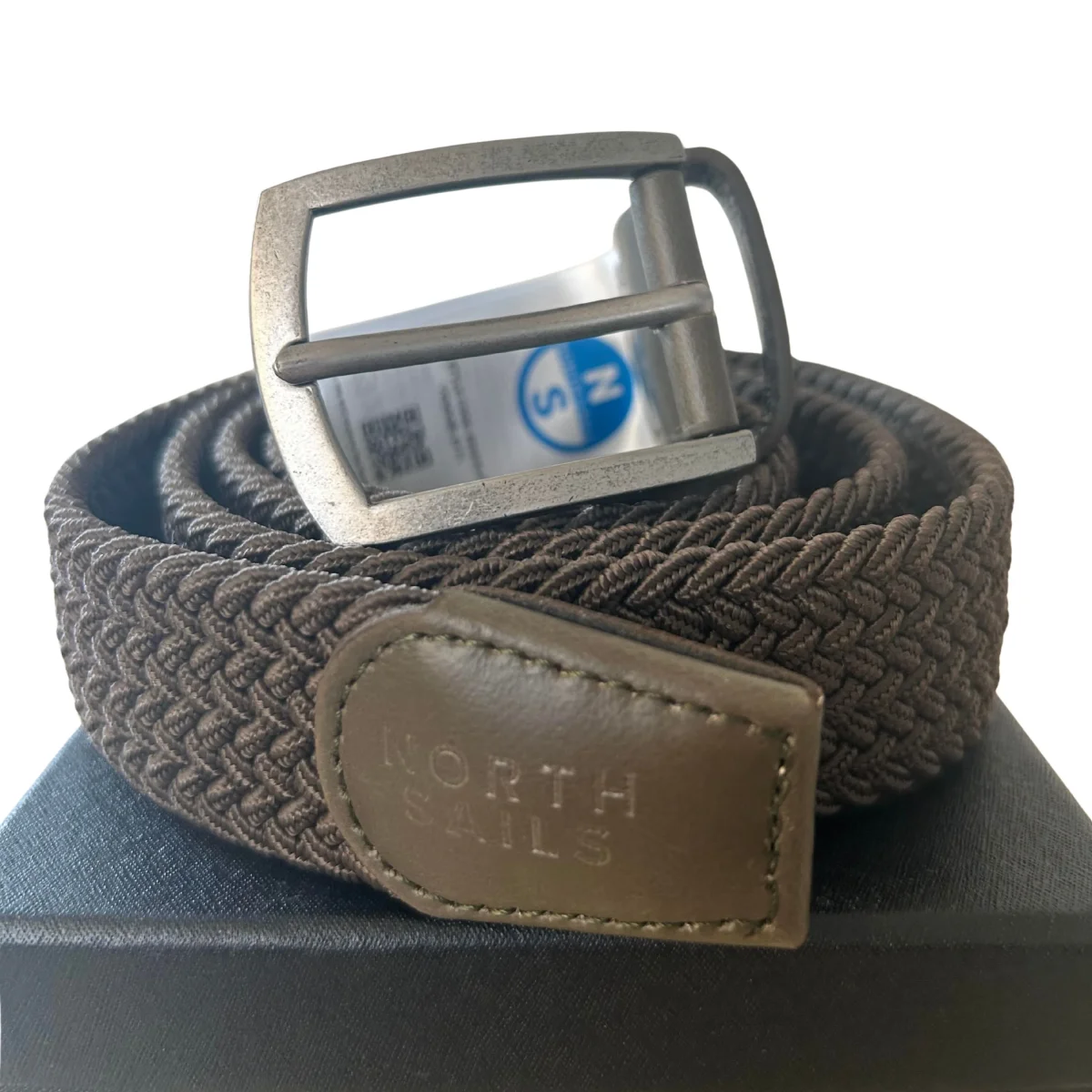 North Sails cintura belt stretch tessuto intrecciato logo taglia unica 623370 verde scuro in BOX