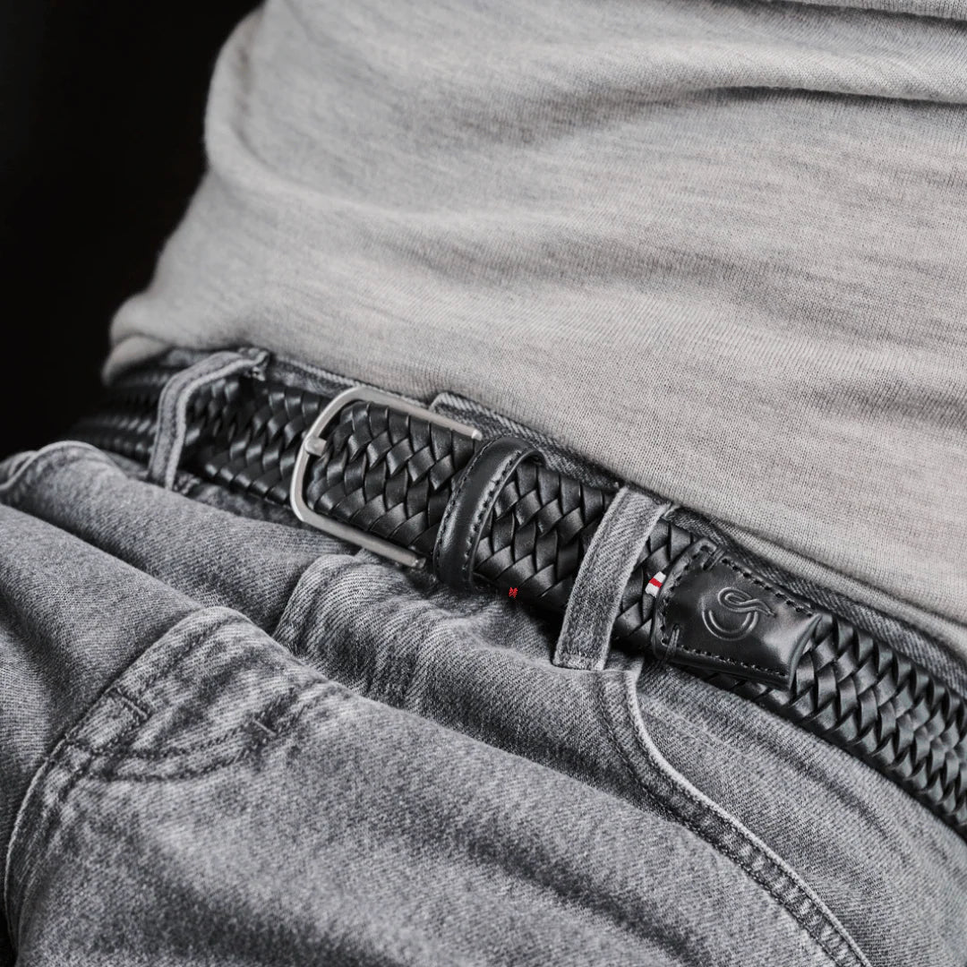 La Boucle cintura intrecciata pelle italiana intarsiata premium box regalo Milano nero - immagine 5