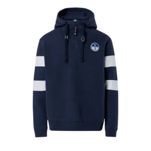 North Sails Felpa manica lunga Hoodie cappuccio full zip 691280 blu navy