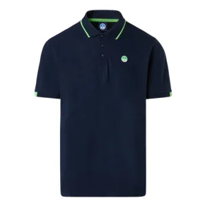 North Sails Polo Fluo maglietta colletto rigato cotone biologico blu 692446 0802