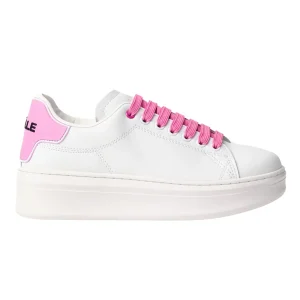 Gaelle Sneakers Scarpe Addict Tomaia in Pelle Bianco Tacco rosa orchidea