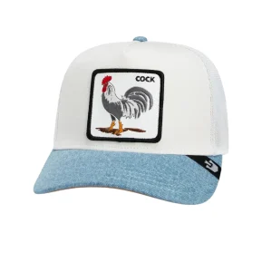 Goorin Bros. Cappellino Trucker Cap Denim Collection 'Rooster Fan' Bianco Azzurro Unisex