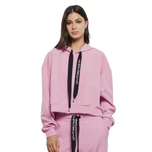 Gaelle Felpa coulisse logata Cotone Made in Italy cappuccio Rosa orchidea