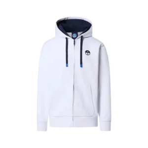 North Sails Felpa manica lunga Hoodie cappuccio full zip 691366 bianco