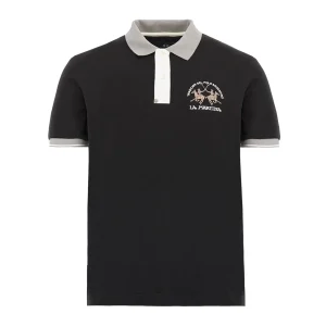 La Martina Polo Classica In Piquet stretch Regular Fit Nero uomo map005