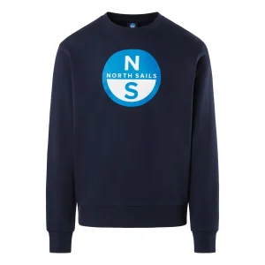 North Sails Felpa manica lunga girocollo CREWNECK SWEATSHIRT Big Logo 691222 Blu