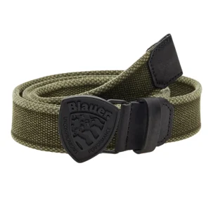 Blauer Cintura Shilo tessuto tecnico e pelle uomo men verde militare