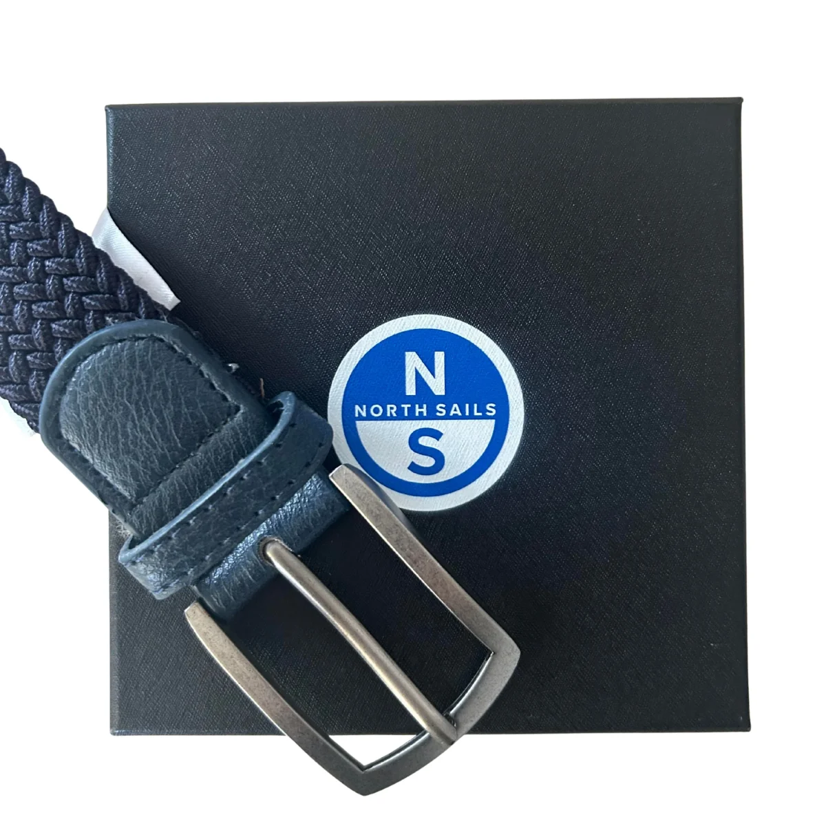 North Sails cintura belt stretch tessuto intrecciato logo taglia unica 623370 blu navy in BOX - immagine 3