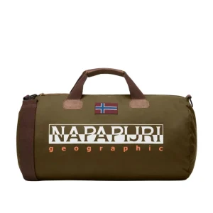 Napapijri Borsa da Viaggio con Tracolla Bering 3 in Cotone Cerato Verde Oliva Unisex