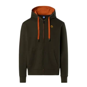 North Sails Felpa manica lunga Hoodie cappuccio full zip 691260 verde 0440