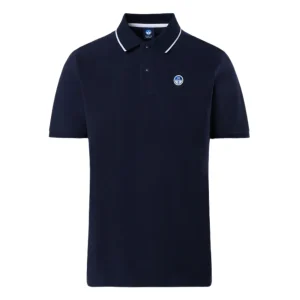 North Sails Polo maglia maglietta colletto rigato cotone biologico blu 692452 0802