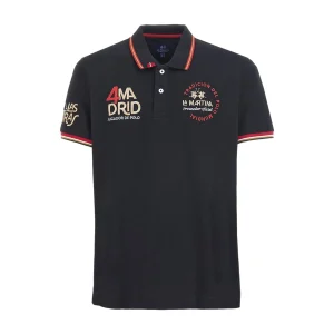 La Martina Polo Classica In Piquet stretch Regular Fit Nero uomo map310 madrid spagna